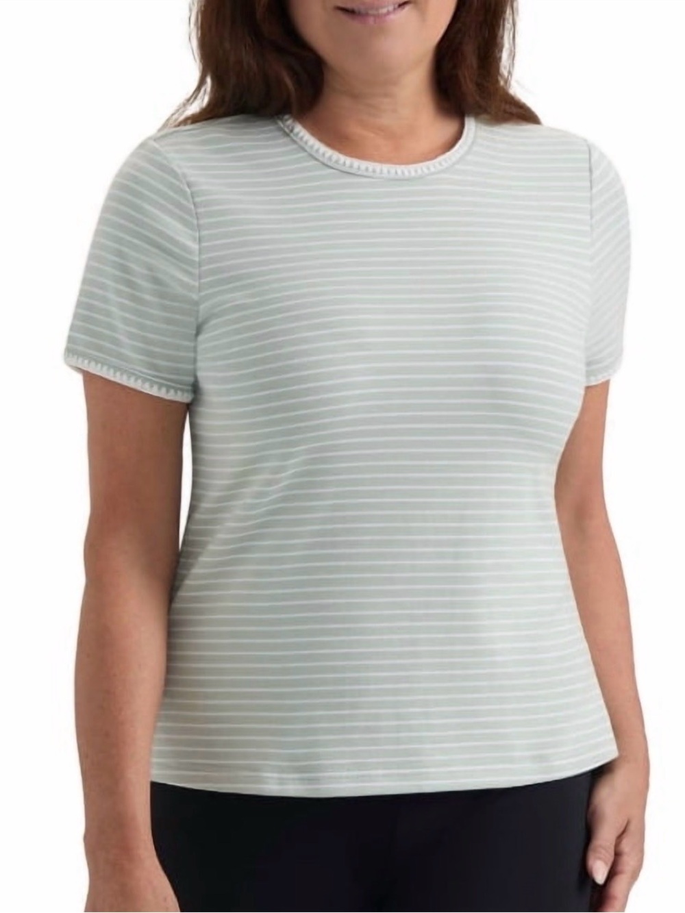 Cream & White Striped Short Sleeve Tee